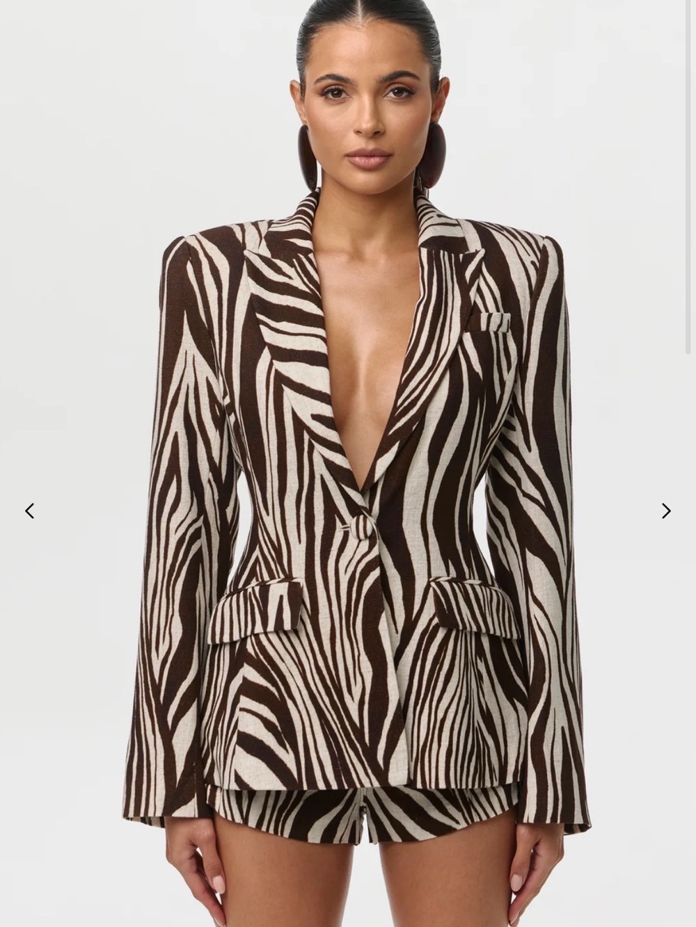 naked wardrobe Brown & Cream Zebra-Print Tailored Blazer